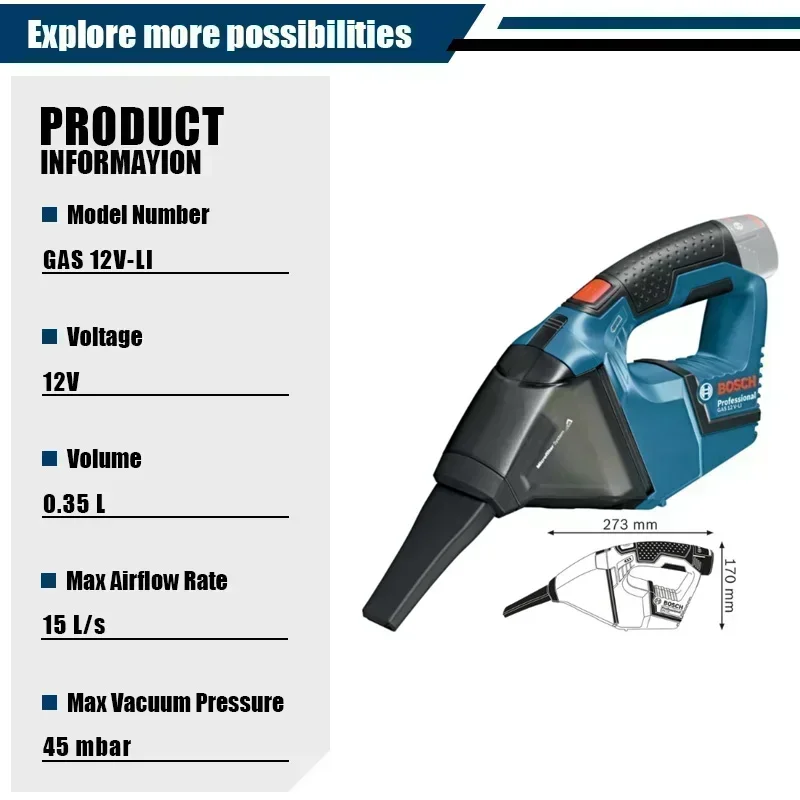 Car Vacuum Cleaner - Aspirateur sans fil Bosch GAS 12V-LI,