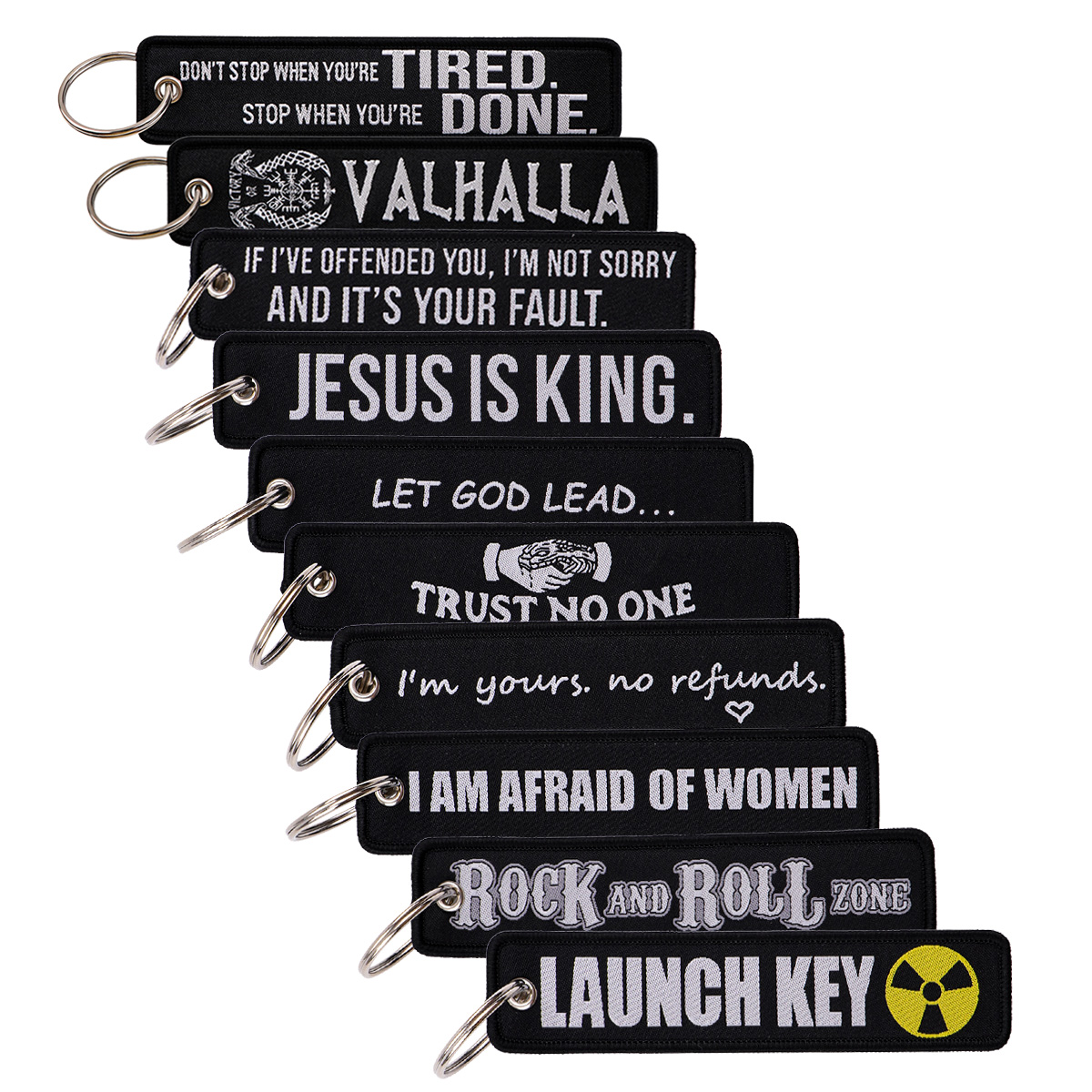 Car Accessories Quotation - Porte-clés brodé noir, avec citations sur