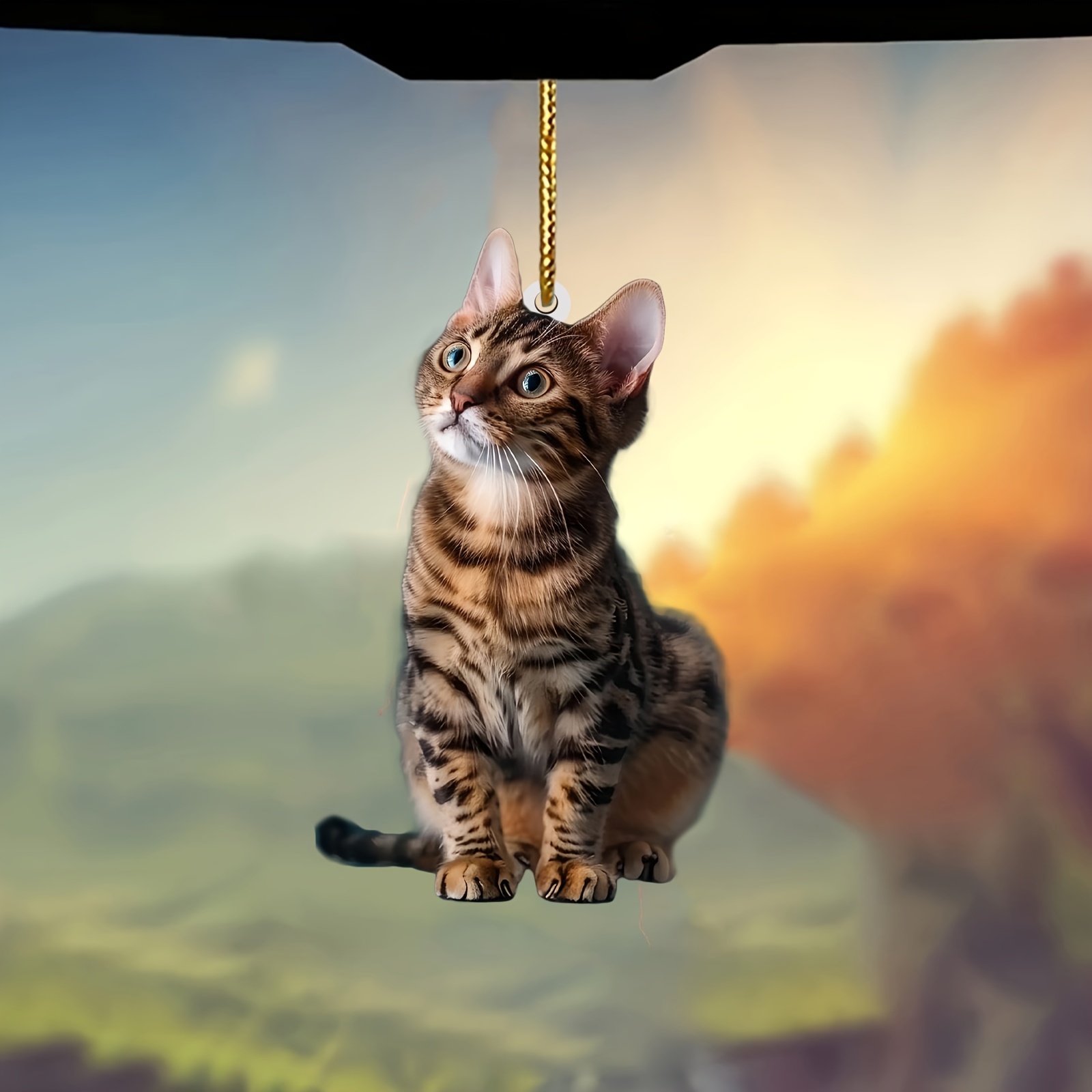 Car Accessories Xmas - Pendentif chat plat 2D en acrylique,