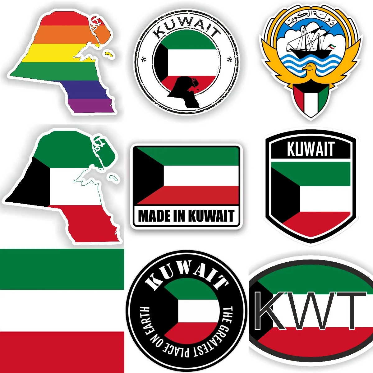 Car Accessories Kuwait - KWT koweïtien drapeau carte emblème National