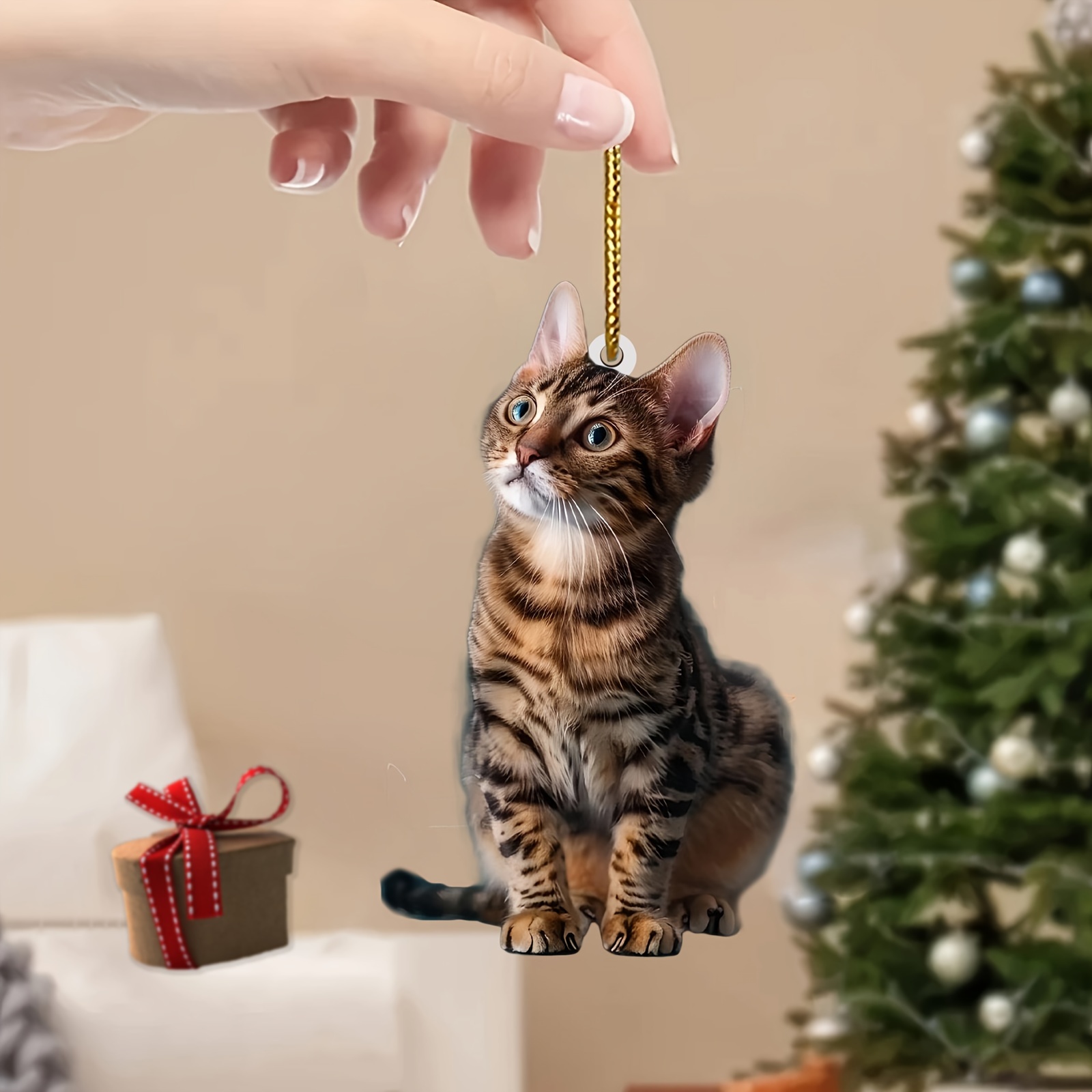 Pendentif chat plat 2D en acry - Car Accessories Xmas avis et prix